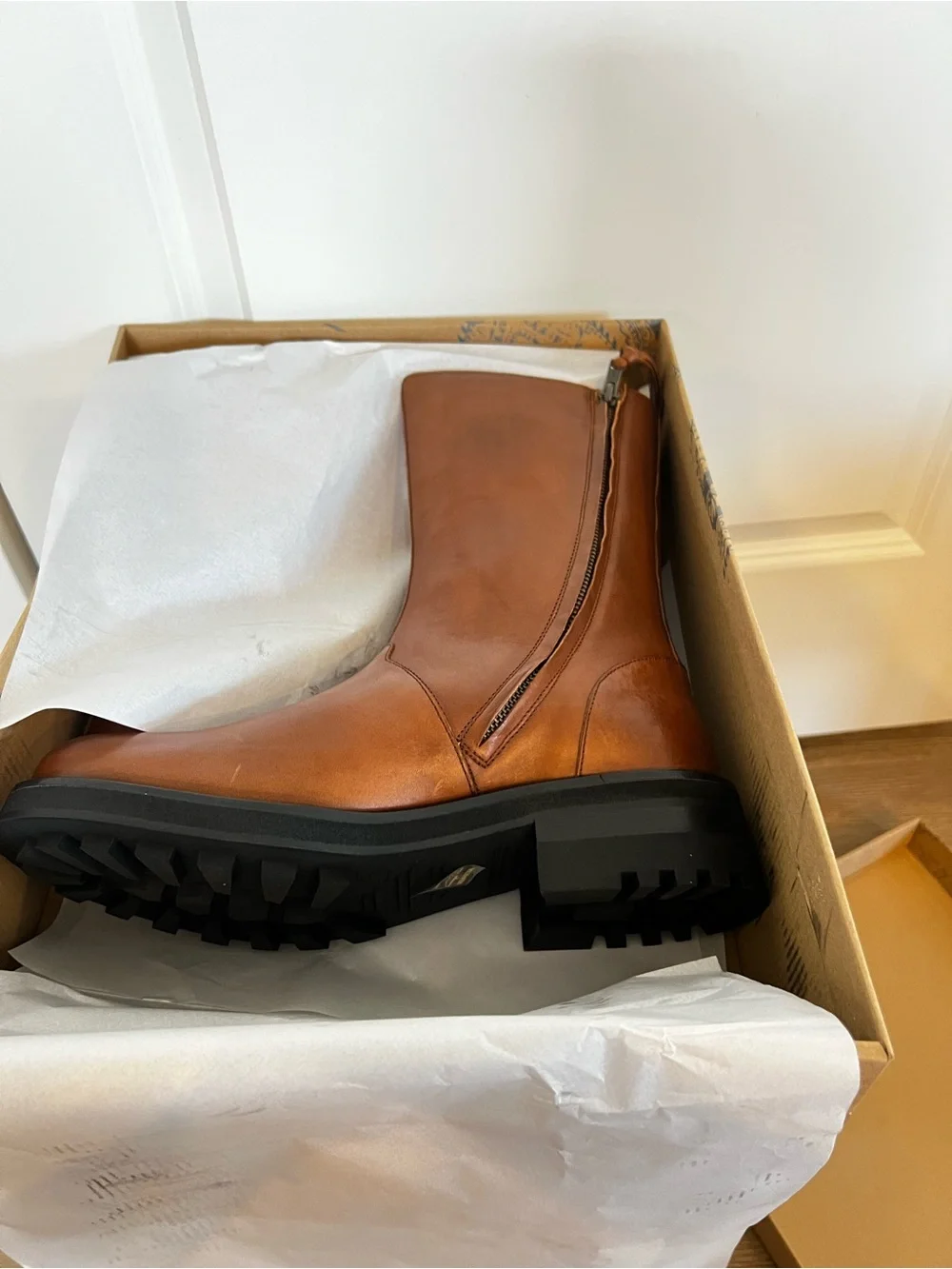 NIB Free people Bailey Brown Leather Mid-Calf Boots